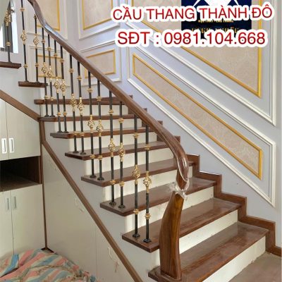 Mẫu cầu thang lan can cầu thang sắt gỗ đẹp tại Hà Nội