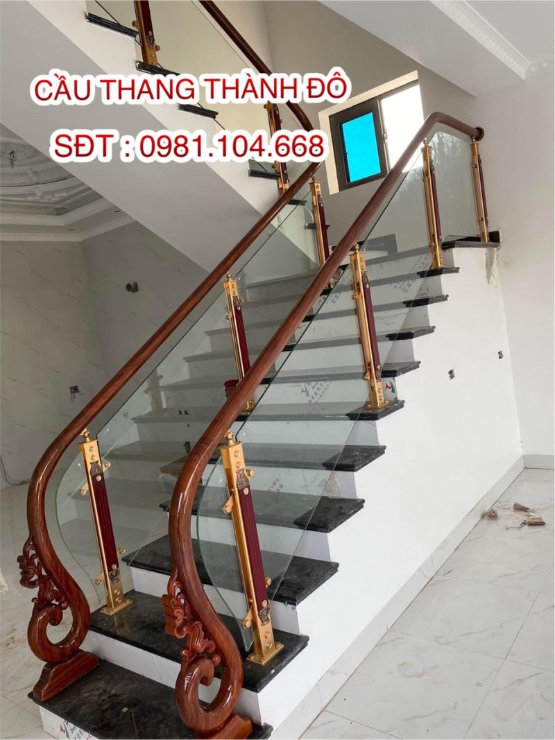 Top 15 Mẫu cầu thang kính gỗ đẹp, lan can cầu thang đẹp tại Hưng Yên năm 2023
